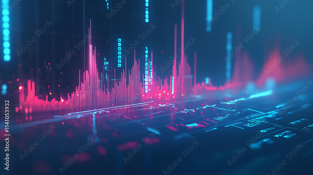 Poster blue stock market background with arrow up graph and financial chart, business growth concept on blu