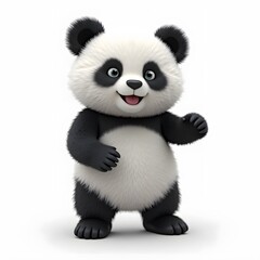 Cartoon Panda Character Cute 2D Animal Clipart for Kids isolated on white background 