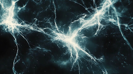 Fototapeta premium Abstract white electric lightning bolts against dark background overlay effects