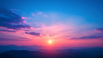 Fototapeta premium Blurred gradient background, blue and pink sky, sunset banner