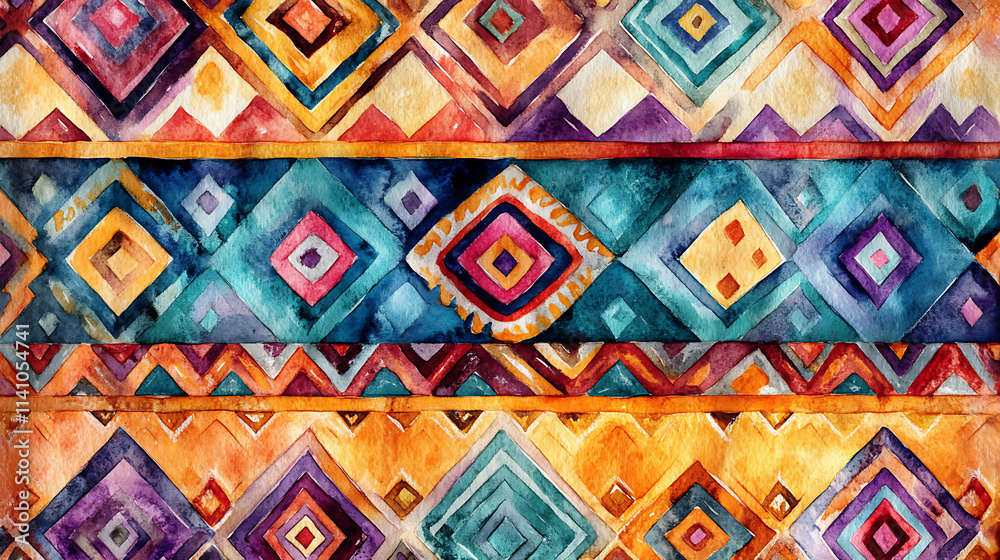 Aufkleber bohemian patterns patterns watercoloe illustration