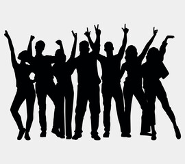 Silhouettes of People Celebrating, Group of Happy People, Party, Corporate Event, EPS 10, Success, Black, Holiday, Vector	