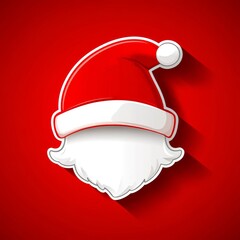 Here's to a wonderful New Year and a festive Christmas! Show Santa Claus with his beard, mustache, and hat against a red background, in a modern illustration style.