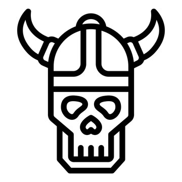 recommend clip art: Viking Skull with horn Helmet outline icon for nordic warrior