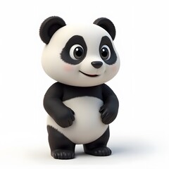 Naklejka premium Cartoon Panda Character Cute 2D Animal Clipart for Kids isolated on white background 