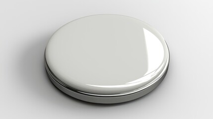 A reflective circular object with a smooth surface, possibly a lid or compact case.