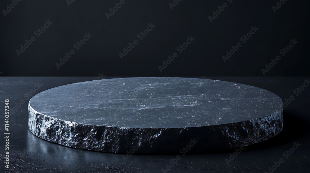 Poster An empty dark textured surface with a subtle light source, set against a black background, suitable for product display