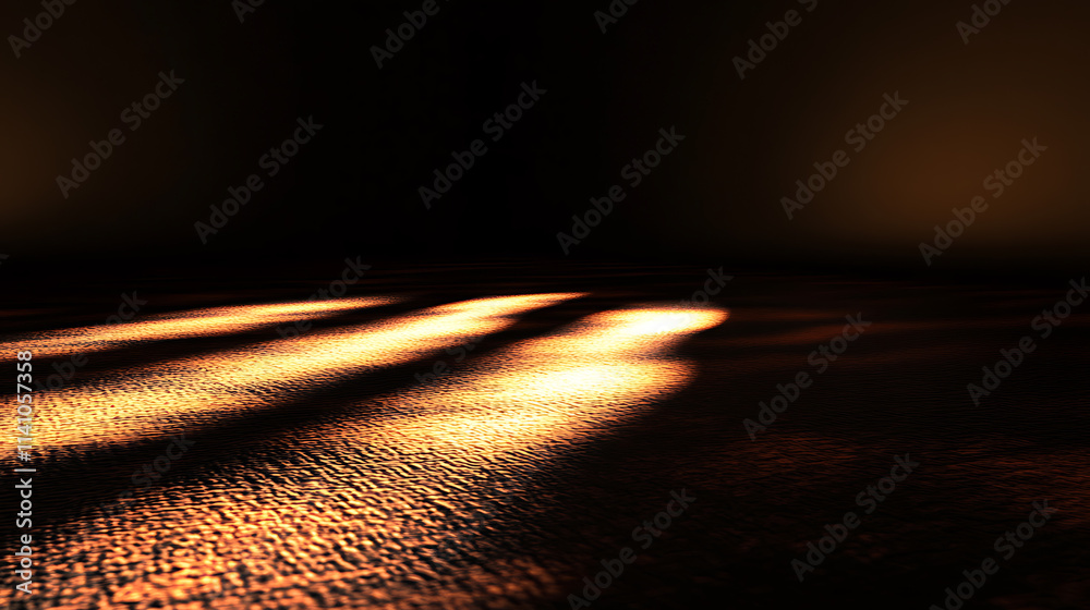 Poster An empty dark room with a spot of light on a textured floor, conceptual for design space