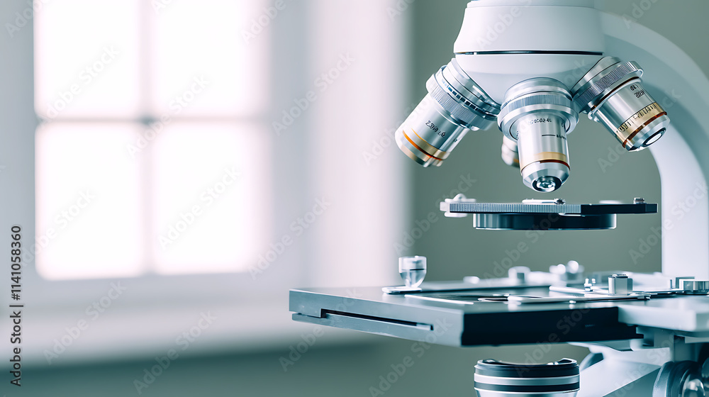 Aufkleber close-up of a laboratory microscope