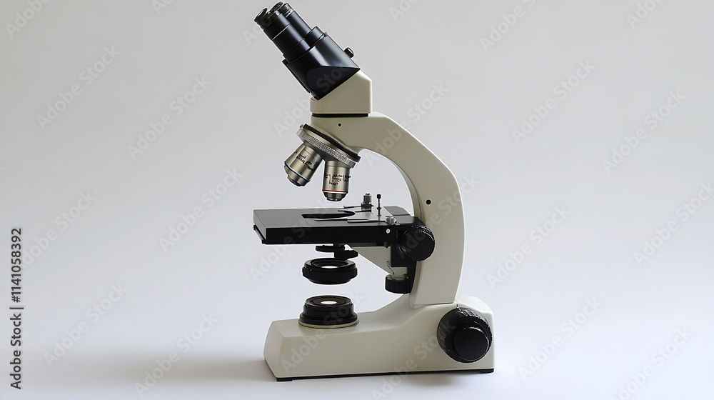 Poster close-up of a laboratory microscope