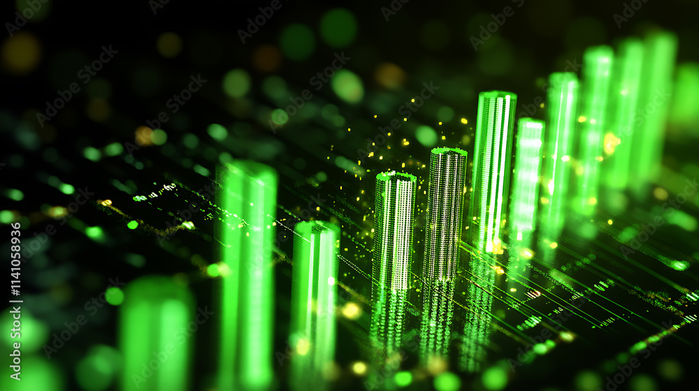 Aufkleber Ascending green candlesticks signal growth: a detailed analysis of cryptocurrency value increase over time with volume and interval data visualization
