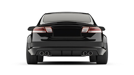 Naklejka premium Back view of a black car isolated on a white background
