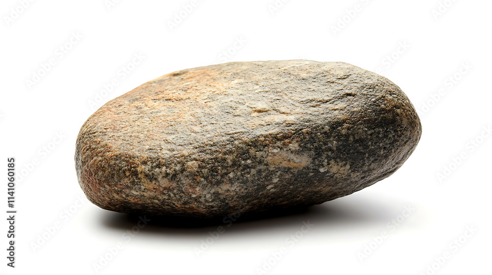Poster close up side view on one single rock on white background