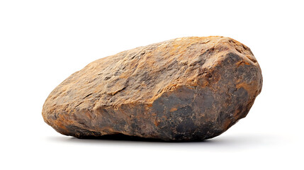 Fototapeta premium Close up side view on one single rock on white background