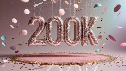 Beautiful Inscription 200k, glitter, background