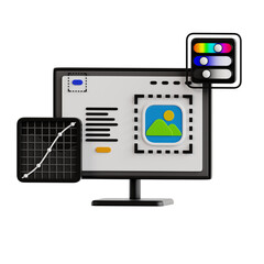 3D Icon of Graphic Design. 3D Illustration of Graphic Design Tools. Creative Idea. UI Design. Art and Creativity