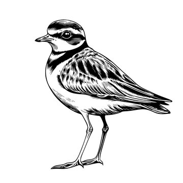Black and white illustration of a killdeer.