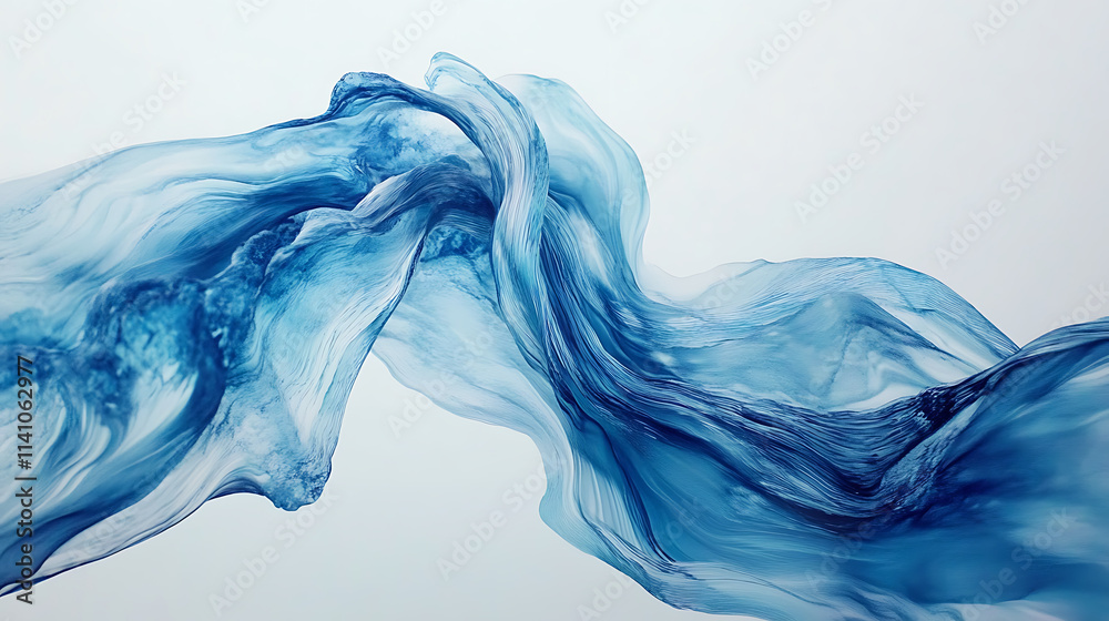 Aufkleber a dynamic abstract blue wave design on a clean white background, exemplifying fluidity and motion