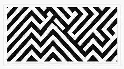 A black and white abstract pattern featuring zigzag lines and geometric shapes.