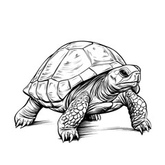 Fototapeta premium Black and white illustration of a turtle.