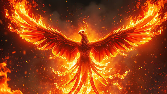 Flaming Phoenix vector illustration ideal for body art or tattoo