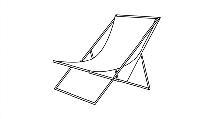 A simple line drawing of a deck chair designed for relaxation outdoors.