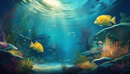 Underwater illustration and life. the beauty of marine life. Generated image