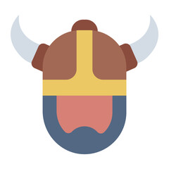 Viking Man with horn horn helmet flat icon