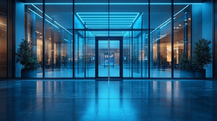 Smart building entrance with AI video analytics for enhanced security and monitoring at night