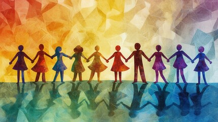 Diverse Groups of People Holding Hands in Unity and Celebration