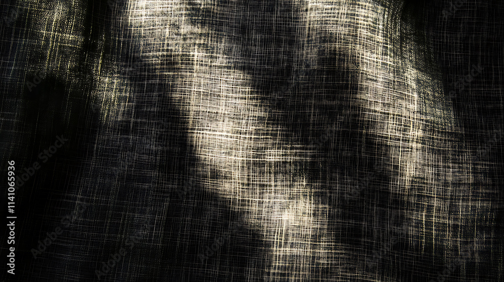 Poster A small dark black pattern on silk fabric creating a textured background with a unique combination of lines colors and shadows perfect for a copy space image