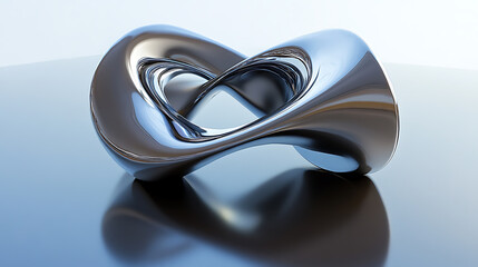 Abstract 3d mobius strip shape square block with reflective surface
