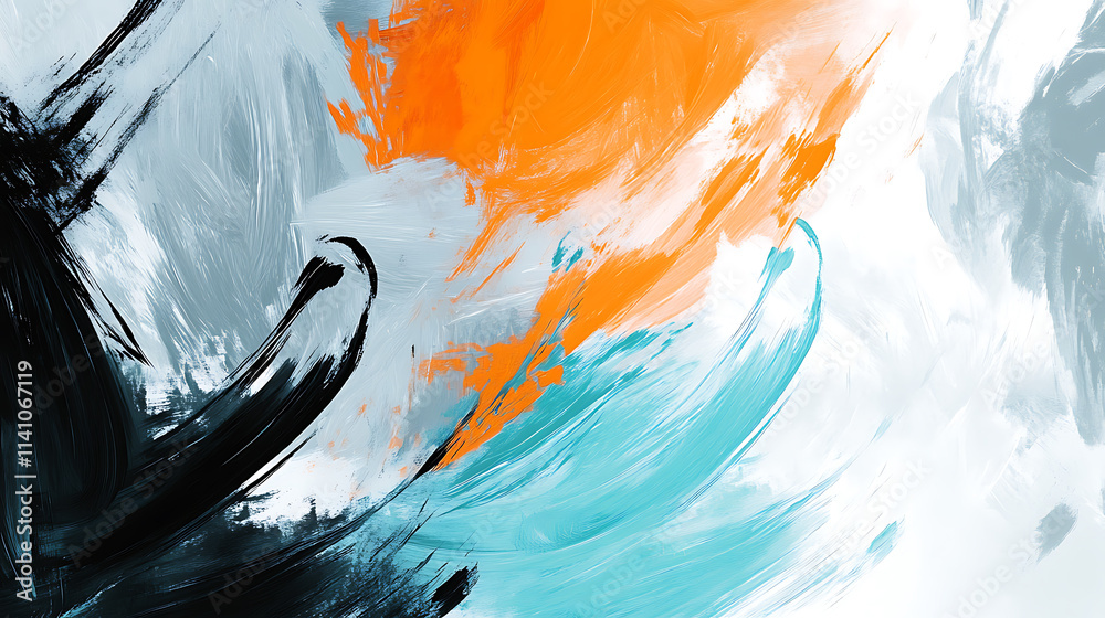 Poster skillfully layered brush strokes create an abstract modern art painting