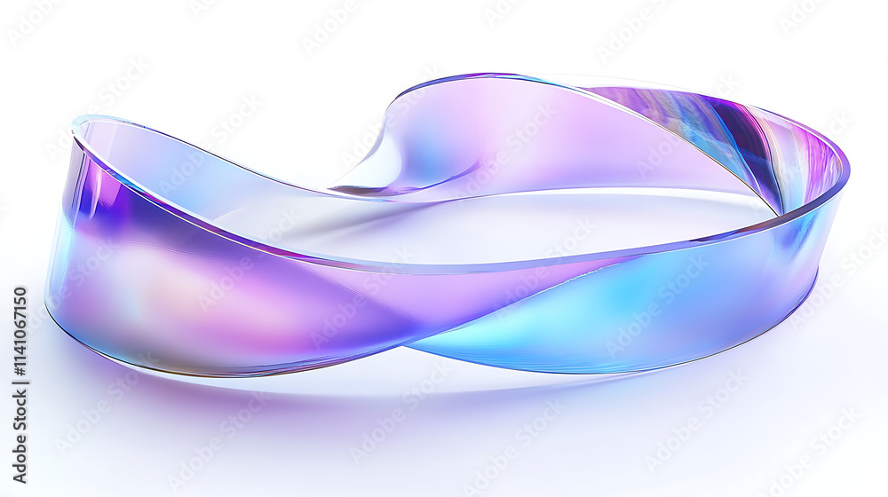 Aufkleber abstract background iridescent glass ribbon, 3d rendering illustration of futuristic abstract backgr
