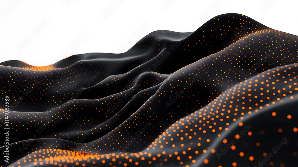 Poster abstract digital background with glowing lines and dots forming a network, dark blue backdrop with o
