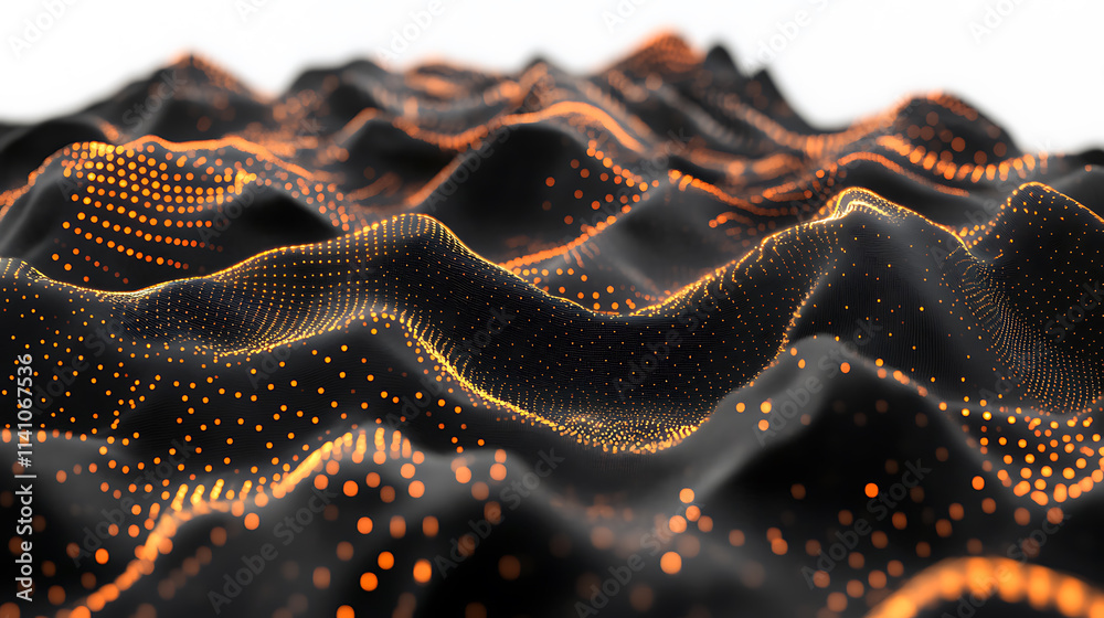 Aufkleber abstract digital background with glowing lines and dots forming a network, dark blue backdrop with o