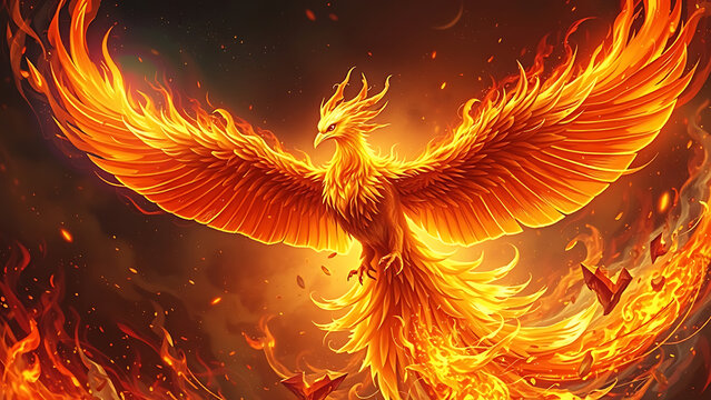 Flaming Phoenix vector illustration ideal for body art or tattoo