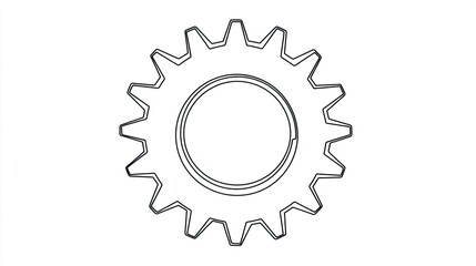 A simple outline of a gear, representing mechanics and engineering concepts.
