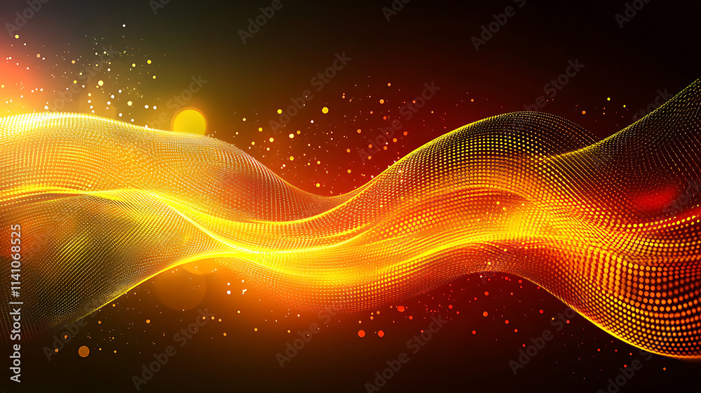 Leinwandbilder abstract digital background with glowing lines and dots forming a network, black backdrop with green