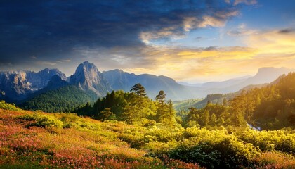 Painting view forest at daytime. Generated image