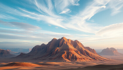 Naklejka premium Majestic Desert Mountain Range Under a Vast Sky