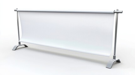 A blank retractable banner stand for promotional or informational displays.