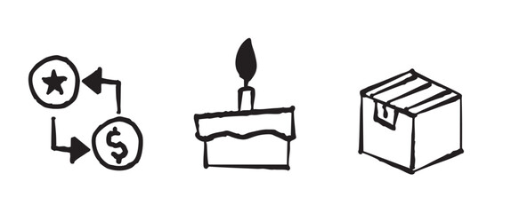 Exchanging stars for dollars, celebrating with cake and receiving a package: a simple transaction and celebration