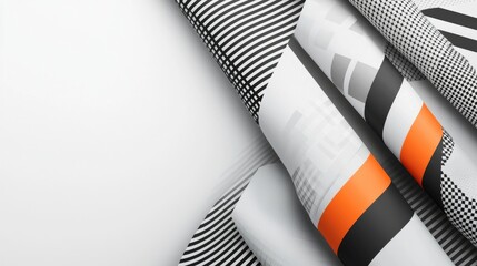 Abstract graphic design featuring patterned rolls with a modern aesthetic.