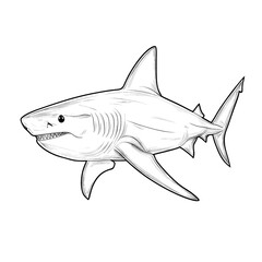 Obraz premium Line drawing of a great white shark.