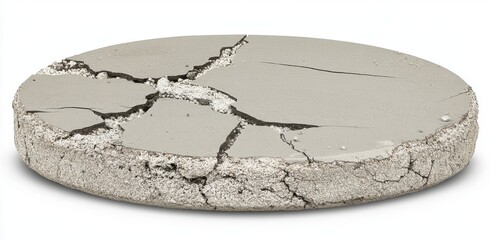 A large, circular, firm rock stone podium stage set against a pure white backdrop