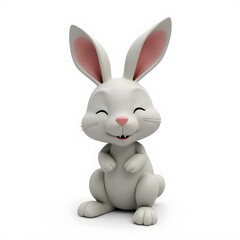 Fototapeta premium Cute 2D Bunny Character Clipart for Kids Isolated on White Background