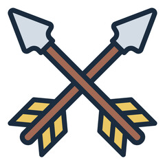 Crossed Arrow filled line icon medieval nordic weapon