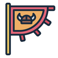 Viking Banner Flag filled line icon 