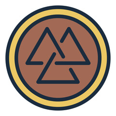 Valknut filled line icon for viking or nordic